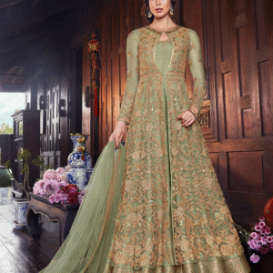 Butterfly Net Pista Heavy Embroidery Thread, Zari, Sequance Work with Diamond Salwar Kameez