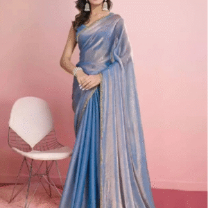 Mint Green Silk Saree with Golden Zari Border